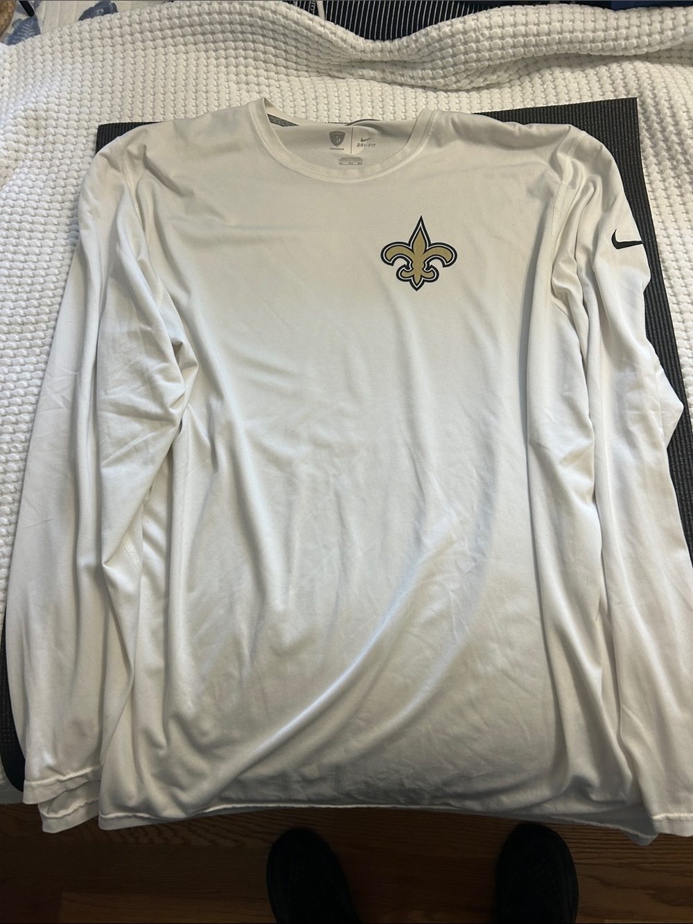Nike White Long-Sleeve Saints Performance Shirt